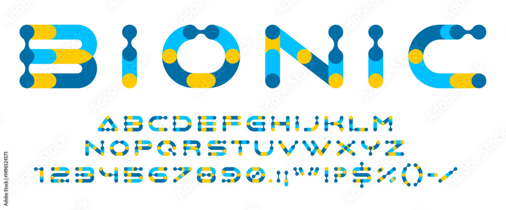 Fototapete modern geometric font, abstract typeface letters, creative type, futuristic techno abc alphabet char