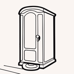 Line drawing of an antique wardrobe or armoire