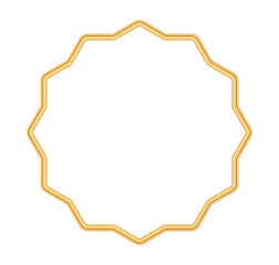 Gold shiny polygonal vignette border. Magic portal, arabic ornament, arabesque icon, islamic decorative element, wizard seal, magical stamp. Frame for certificate, various design. Vector illustration