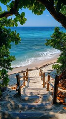 tropical beach with palm trees