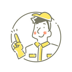 笑顔の技術サービススタッフ　シンプルでかわいい線画イラスト
