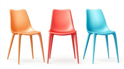 Obraz premium Three colorful chairs, a burst of vibrancy in modern interior design vibrant