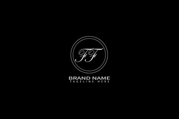 Obraz premium FF Letter Logo Design with Elegant Monogram in Circular Badge on Black Background