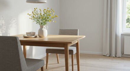 3D Illustration Dining Room Interior Sunlight