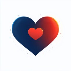 Two overlapping hearts with contrasting colors blue and red blending with a glowing effect, symbolizing unity and balance