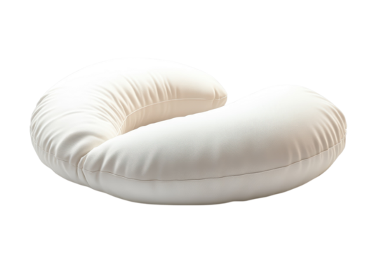 A luxurious travel pillow promising restful journeys and cozy in flight comfort against a on transparent background