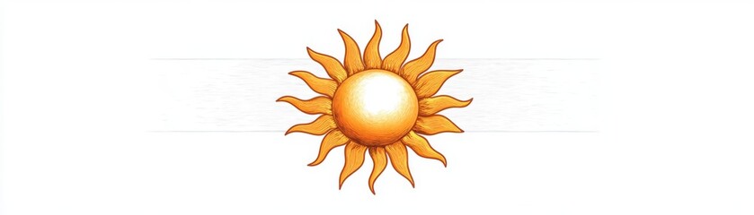 Radiant sun drawing on white background, a simple yet beautiful graphic art illustration