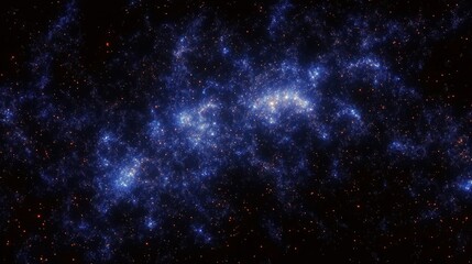 Expansive view of a starry galaxy with glowing blue cosmic dust and scattered bright stars in deep space evoking mystery and vastness