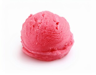 Single Scoop of Delicious Pink Sorbet Ice Cream on White Background Perfect for Summer Dessert Menu