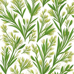 Fototapeta premium Floral green leaves pattern on a white backdrop