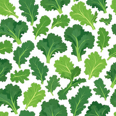 Fresh green kale leaves seamless pattern