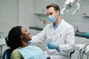 Dentist and Patient Smiling During a Checkup
