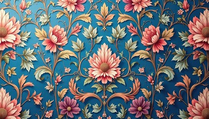 Obraz premium Subtle floral damask, elegantly repeating on smooth surface, elegant, retro