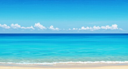 Obraz premium Illustration of Idyllic Tropical Beach with Turquoise Water