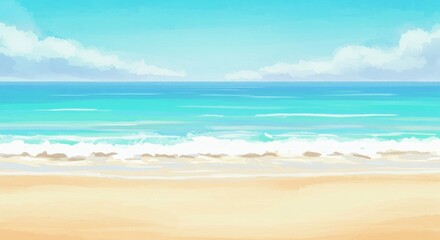Obraz premium Illustration of Idyllic Tropical Beach