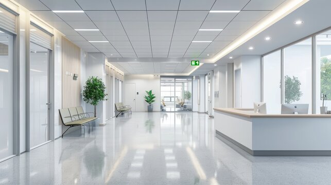 Reception area of an urgent care center with staff assisting patients