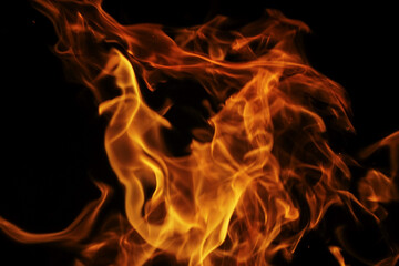 Intense Flames Erupting Against a Black Background