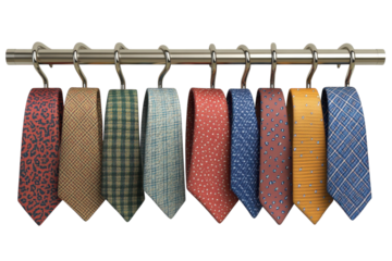An array of stylish ties hanging neatly promising the perfect touch to elevate any ensemble on transparent background