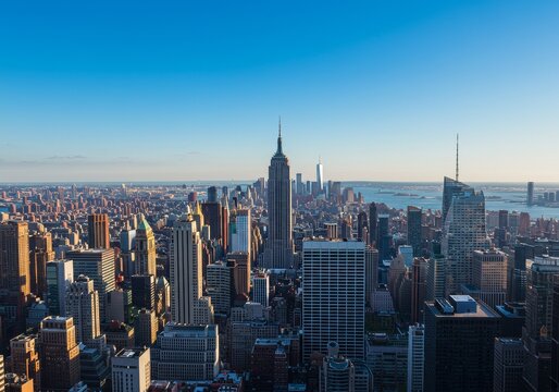 New York City Skyline Aerial View At Daylight