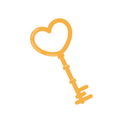 Vector heart-shaped golden key illustration. Great for love, romance, wedding, Valentine's Day, or decorative themes.