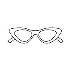 Fototapeta premium Minimal black outline vector of cat-eye sunglasses. Perfect for fashion, accessories, summer, retro or stylish themed illustrations and designs.