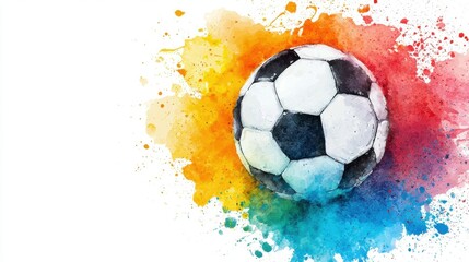 Naklejka premium Colorful soccer ball illustration with paint splashes.