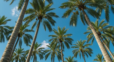 Low Angle View of Palm Trees Against Blue Sky