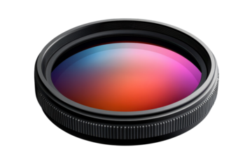 Capturing the rainbow envisioning the future A high tech camera lens ready for creation with on transparent background