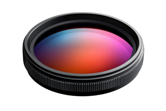 Capturing the rainbow envisioning the future A high tech camera lens ready for creation with on transparent background