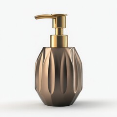 Obraz premium luxury soap dispenser with a gold pump, isolated on a white background,
