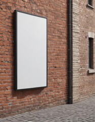 Realistic outdoor poster mockup attached to brick wall  Sleek design, urban context ,  advertising,  print media