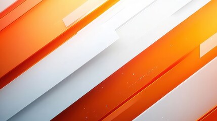 Abstract composition of diagonal orange, white, and yellow geometric shapes with smooth gradients and light reflections
