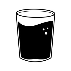 glass of dark liquid with bubbles vector