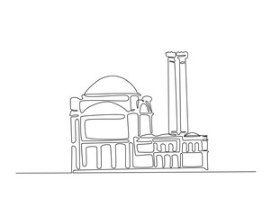 Mosque - Islamic building outline drawing illustration. one continuous line drawing of Mosque.