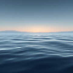 Obraz premium Calm ocean sunrise, misty horizon; serene seascape