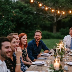 Photo: Friends Laughing at Outdoor Dinner Party