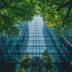 Corporate sustainability showcased by green offices, carbon offsetting, recycling programs, ethical sourcing, energy efficiency, sustainable packaging, waste reduction goals.