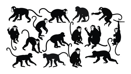 Monkey Silhouette Vector Clipart with white background .