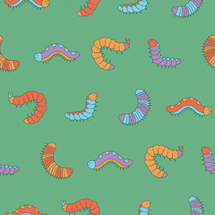 Vector Caterpillar Seamless Pattern Background for Print Fabric Surface Fashion Wrapping