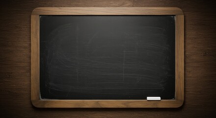 Photo Blank Blackboard on Wooden Desk