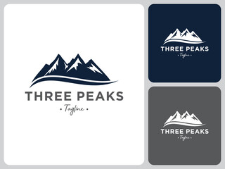 three peak mountain logo vector design