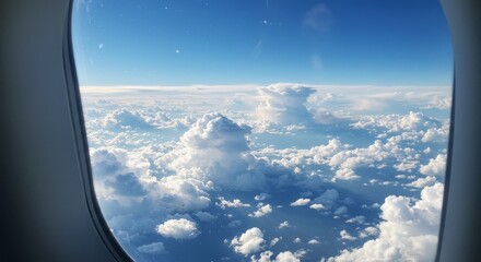 Photo of Aerial View of White Clouds and Blue Sky From Airplane Window