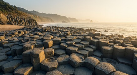 Photo of Basalt Columns at Sunrise on Vietnam Coast