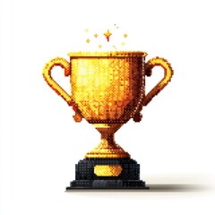 Pixel art gold trophy victory celebration award game