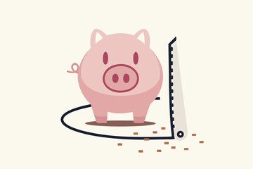 Financial mistake, investment risk and money loss in economic crisis or robbery and fraud concept, wealthy pink piggy bank being sawed under neath the floor to steal money.