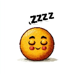 Pixel art sleepy emoticon, white background, zzz