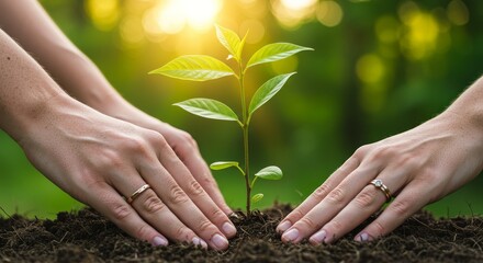Photo of Couple Planting Young Tree Sapling in Soil