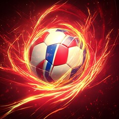 Naklejka premium Fiery soccer ball in motion.