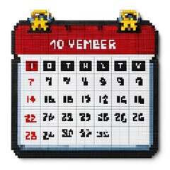 Pixelated November calendar isolated on white