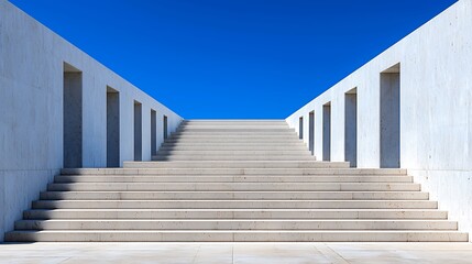 Stone Stairs Leading Upwards with Blue Sky